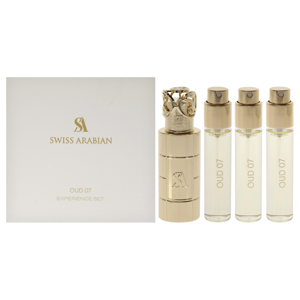 Oud 07 by Swiss Arabian 4 Pc Mini Gift Set 3 x 1oz Perfume Spray, Metal Case